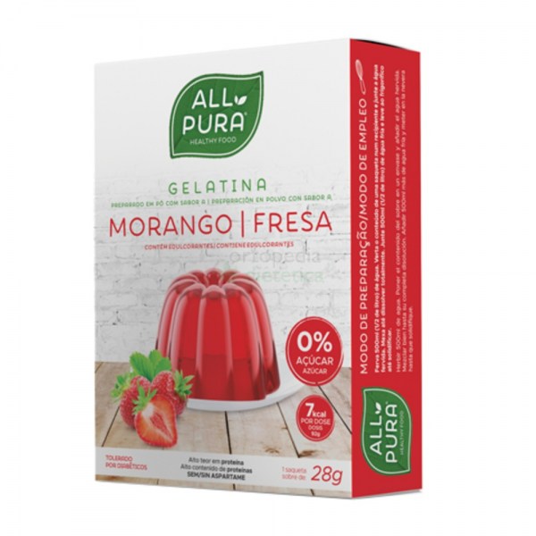 Allpura Gelatina Zero | Embalagem Morango 1 X 28g